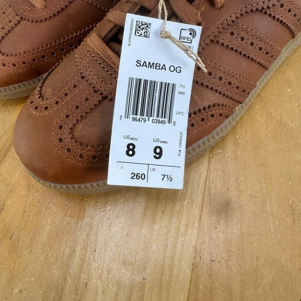 Mens 8 / Womens 9 - Adidas Samba OG Brogue Pack Shoes Dust Rust Brown Leather